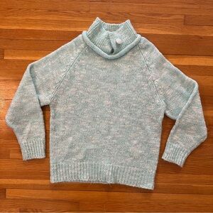 Just Cristina Vintage Light Aqua Acrylic Button-Neck Women's Sweater